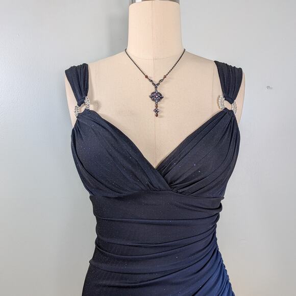 Vintage Betsy Adam Prom Dress Maxi Gown 10 Blue Ombre Y2K Ruffle Fairy 90S Glam - Picture 3 of 16